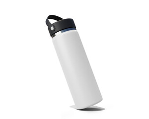 Blank White Hydro Flask Bottle packaging isolated on transparent background, prepared for mockup, 3D render.