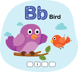 Illustration Isolated Animal Alphabet Letter B-Bird