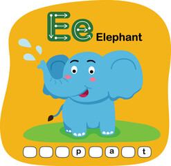 Illustration Isolated Animal Alphabet Letter E-Elephant