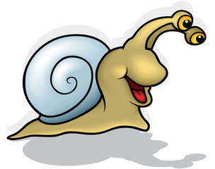 Beige Snail with a Big Smile and a Bright Snail Shell