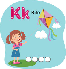 Illustration Isolated Alphabet Letter K- Kite