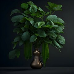 Elegant green plant in hanging vase, ultra-realistic 8K render