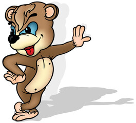 Brown Teddy Bear Standing and Leaning Against a Wall