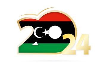 Year 2024 with Libya Flag pattern.