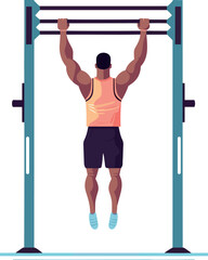 Fototapeta na wymiar Fitness Training. person performing pull-ups on a bar at a gym
