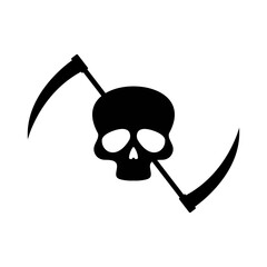 skull with scythe symbol vector illustration. reaper icon