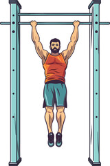 Fitness Training. person performing pull-ups on a bar at a gym