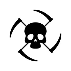 skull with scythe symbol vector illustration. reaper icon