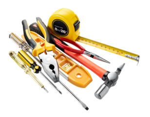 Group of electrician tools isolated
