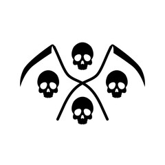 skull with scythe symbol vector illustration. reaper icon