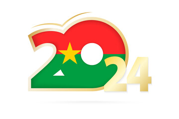 Year 2024 with Burkina Faso Flag pattern.