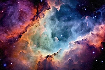 Fototapeta na wymiar The Universe Unveiled: A Deep Space Symphony of Distant Galaxies and Luminous Nebulae in Vibrant Blues and Purples by Generative AI 8