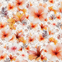 Tropical flower seamless patterns, abstract 
