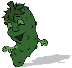 Green Cucumber with Smiling Face