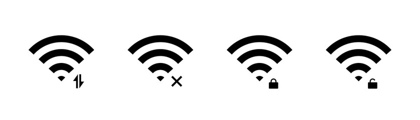 Wifi, wireless icon. Signal connection isolated icons collection.  Wi fi icons