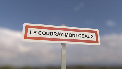 Sign of the city of Coudray-Montceaux. Entrance to the coudray town.