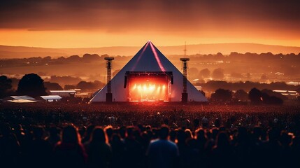 In the Crowd at the Music Festival at Dusk (Generative AI)