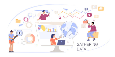 Gathering Data Flat Illustration