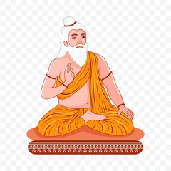 Vector Illustration of old Rishi guru in PNG background for festival of Guru Purnima. - obrazy, fototapety, plakaty