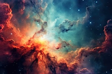 Fototapeta na wymiar Das Universum Entschleiert: Eine Tiefe Raum Symphonie von Fernen Galaxien und Leuchtenden Nebeln in Kräftigen Blau- und Purpurtönen durch Generative AI 10