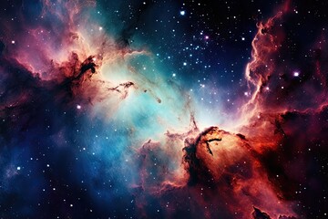 Obraz na płótnie Canvas Das Universum Entschleiert: Eine Tiefe Raum Symphonie von Fernen Galaxien und Leuchtenden Nebeln in Kräftigen Blau- und Purpurtönen durch Generative AI 8
