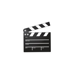 Black And White Cinema Movie Element With Clip Art Vector Icon, Film Studio Building Interior Vector Flat Illustration. Premium Vector Set With White Background.