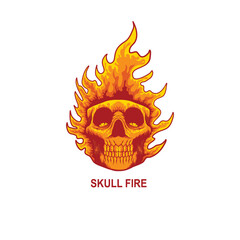 hot fire burning skull head illustration