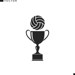 Trophy cup with volleyball ball silhouette   