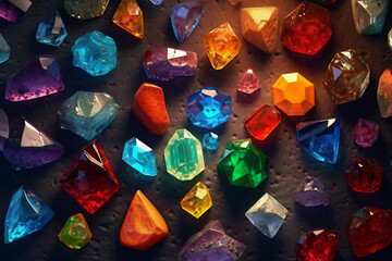 Vibrant Array of Multi-Colored Gemstones, Arranged in a Large Group.