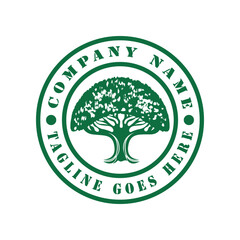 Root Leaf Family Tree of Life Oak Banyan Maple Stamp Seal Emblem Label logo