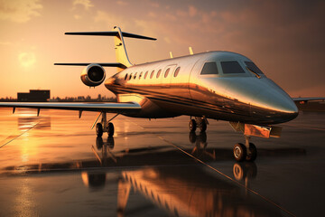 Fototapeta na wymiar Illustration of a luxury private jet. Generative AI. 