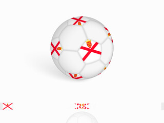 Soccer ball with the Jersey flag, football sport equipment.