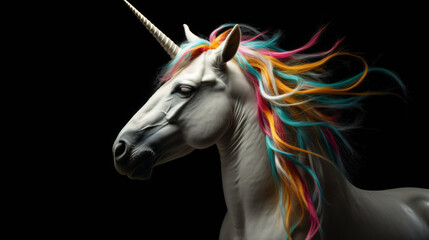 Naklejka na ściany i meble white unicorn with a rainbow colored horn