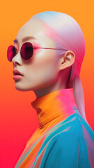 An illustration of a fashion portrait  combined with abstract art., AI Generated