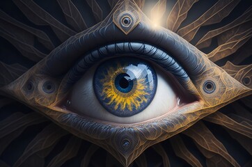 Sacred Masonic symbol. All Seeing eye, the third eye