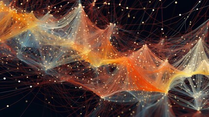 Ilustracja głębokiej struktury, teoria strun, atomy, połączenia cząsteczek AI generated - obrazy, fototapety, plakaty