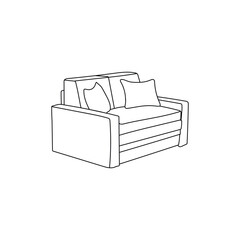 Retro sofa line icon. Living room furniture design template, Simple Vector Sign & Trendy Symbol for Design and Websites
