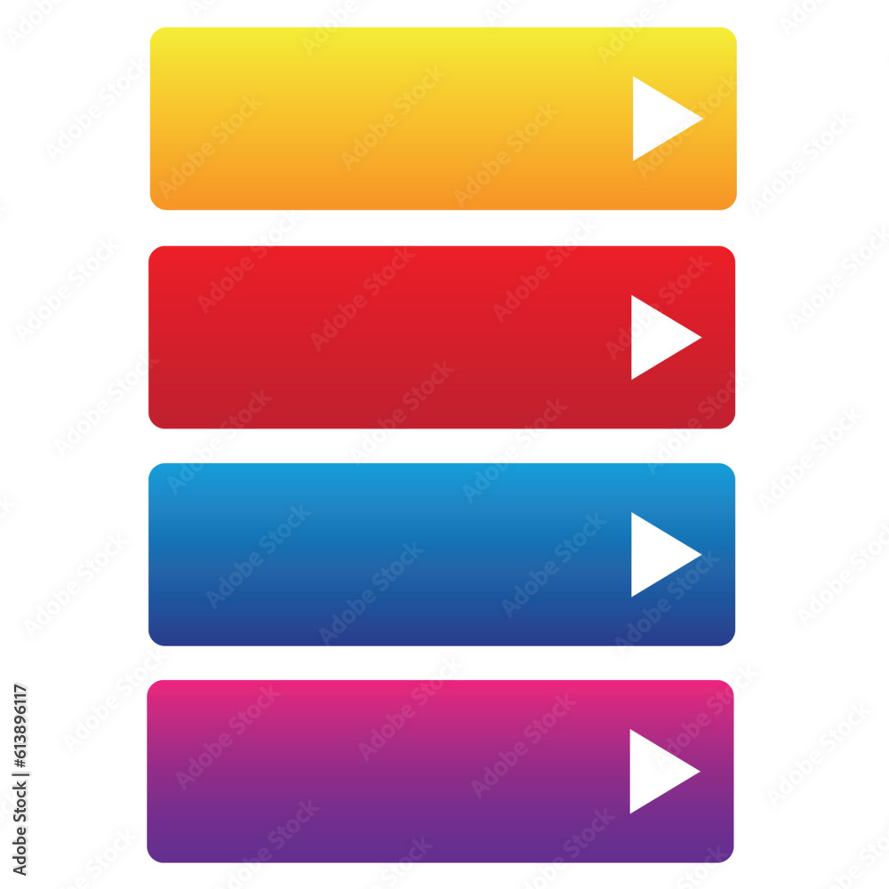 Poster rectangle web button colorful set