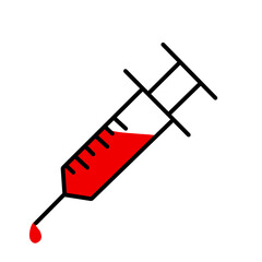 Syringe with blood inside
