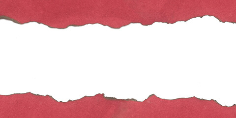 red burn paper frame for text message on transparent background