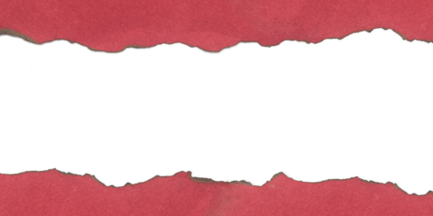 red burn paper frame for text message on transparent background