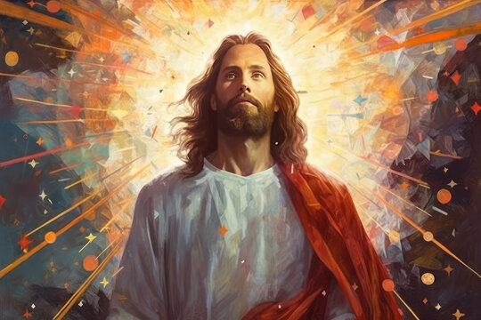 Image of Jesus Christ in heaven , Created with Generative Ai Technology