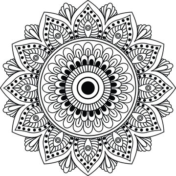 Simple Creative Mandala Design For Coloring. Vector Floral Mandala Design.