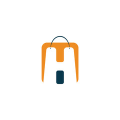 Letter H shopping bag logo concept for online shopping brands and companies.