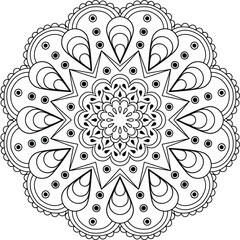 Simple creative mandala design for coloring. Vector floral mandala design.