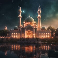 Fototapeta na wymiar Ramadan Kareem background with mosque