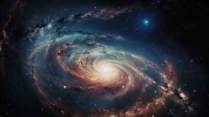 Fototapeta na wymiar a spiral galaxy with a bright blue center and stars in the background. generative ai