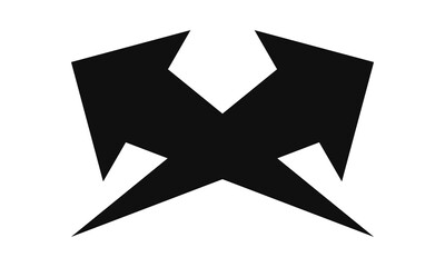 Angled Bursting Arrows Silhouette Shape Icon