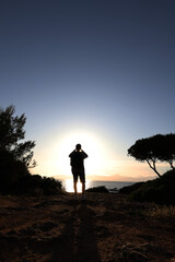 Incandescent sunset reflected in the mediterranean sea spain