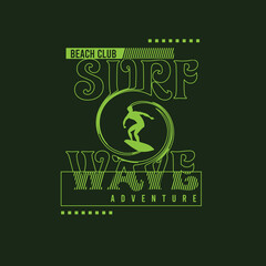 Surf wave Adventure typography surfer vector t shirt design